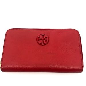 Tory Burch Bombe Zip Continental red wallet